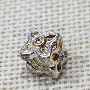 Silver-tone Floral Design Charm Bead for Bracelets